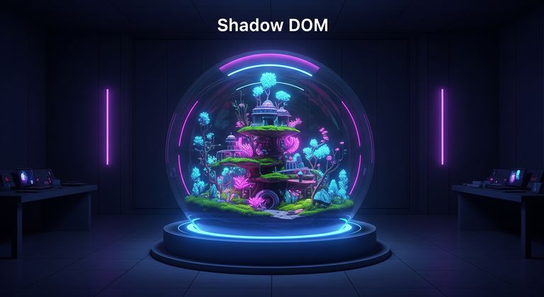 Illustration of Shadow DOM as a snow globe with a hidden world