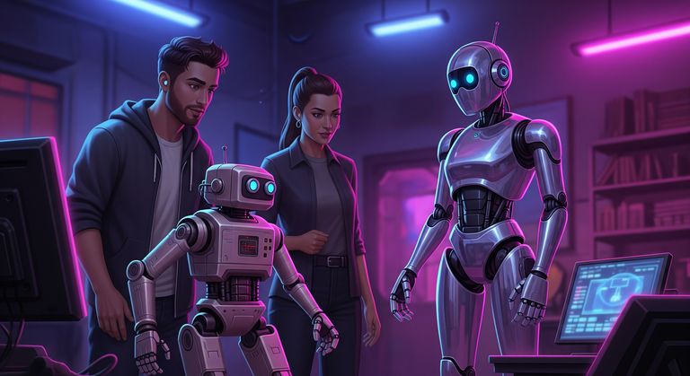 Tommy and Gina are examining legacy and modern robot models